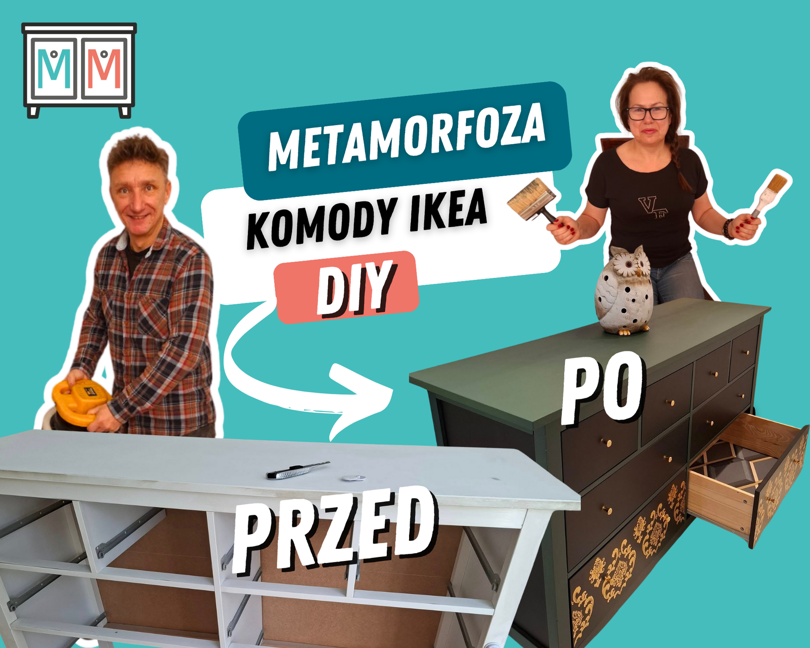 Przed i po – metamorfoza komody IKEA Hemnes w nowoczesnym stylu DIY.