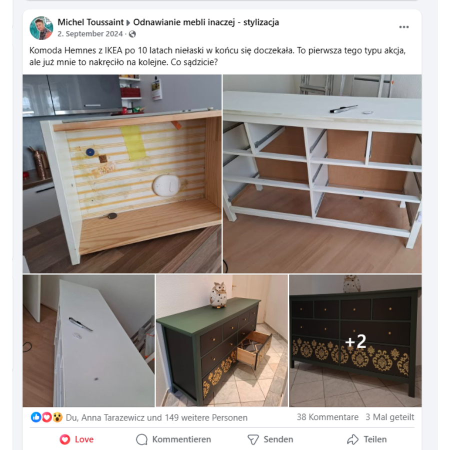 post na fejsie o komodzie hemnes